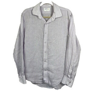 Lorenzo Uomo Linen Shirt Men's Size 32 Long-sleeve Striped Button-down Trim Fit